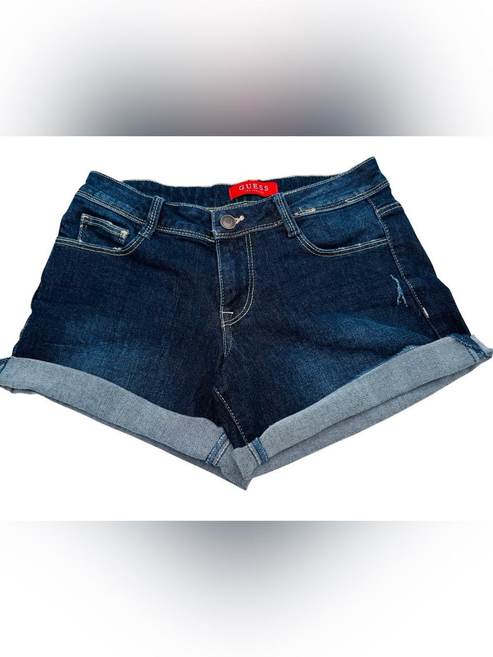Guess Los Angeles Indigo Wash Cuffed Denim Shorts Rise 8.5" Inseam 3" Size 6